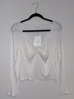 Anthropologie•A.L.C. Madre Twist Neck Ribbed Knit Top White Large NWT